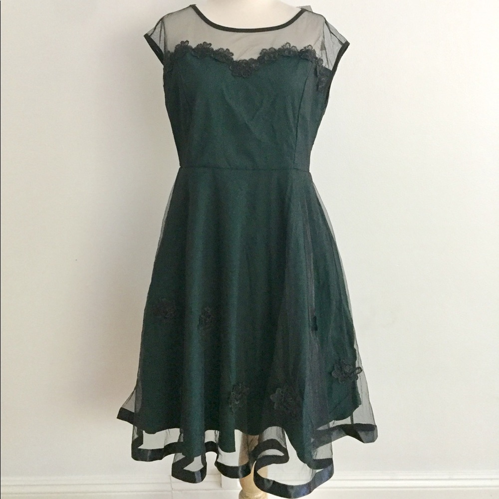 Missmay Green and Black Winter Cocktail Dress XL